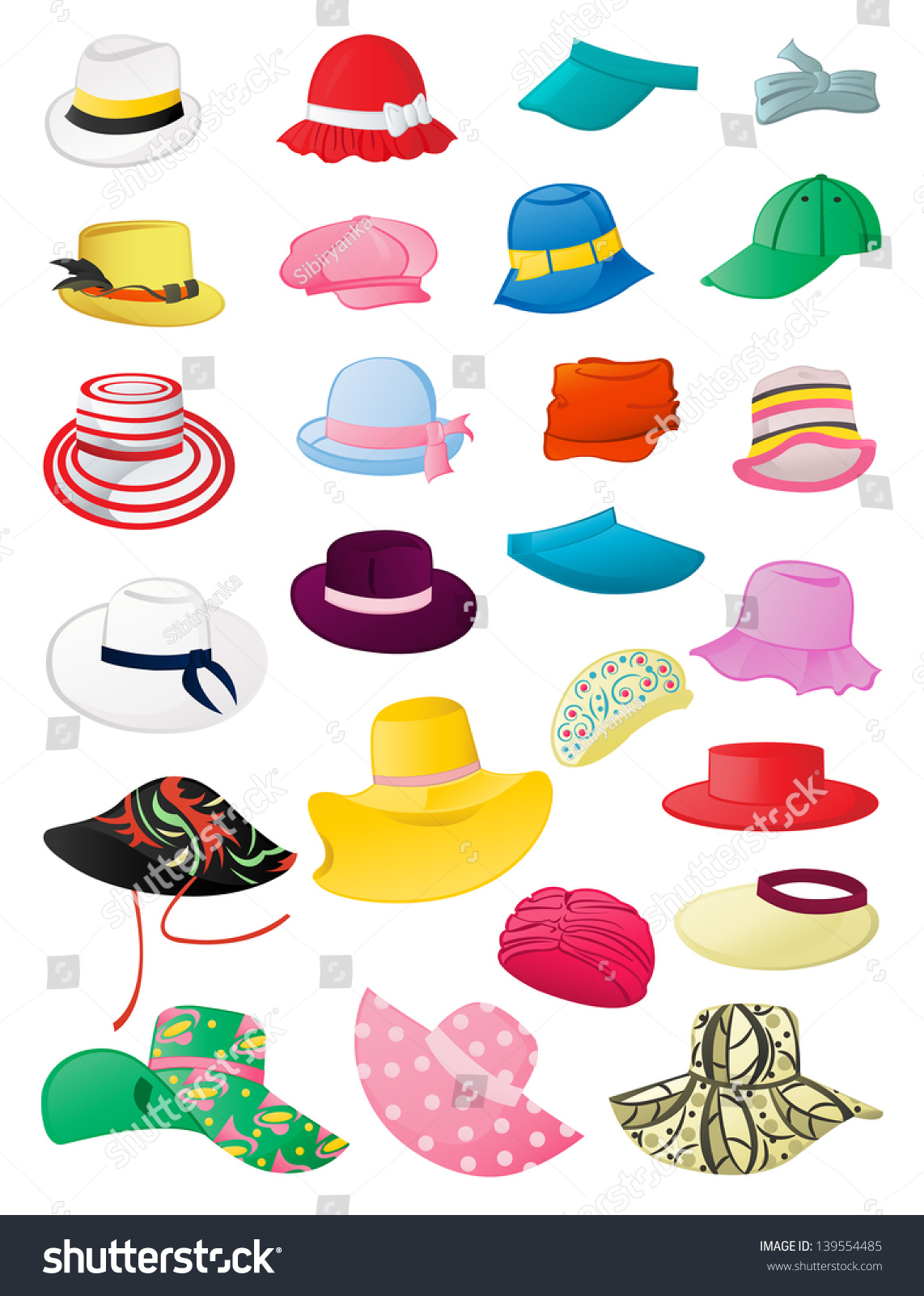Set Of Female Summer Hats Isolated On White Background Stock Vector ...