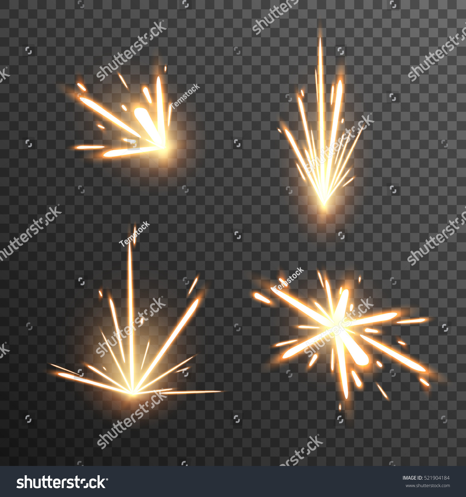 Set Fiery Sparks On Transparent Background Stock Vector Royalty Free