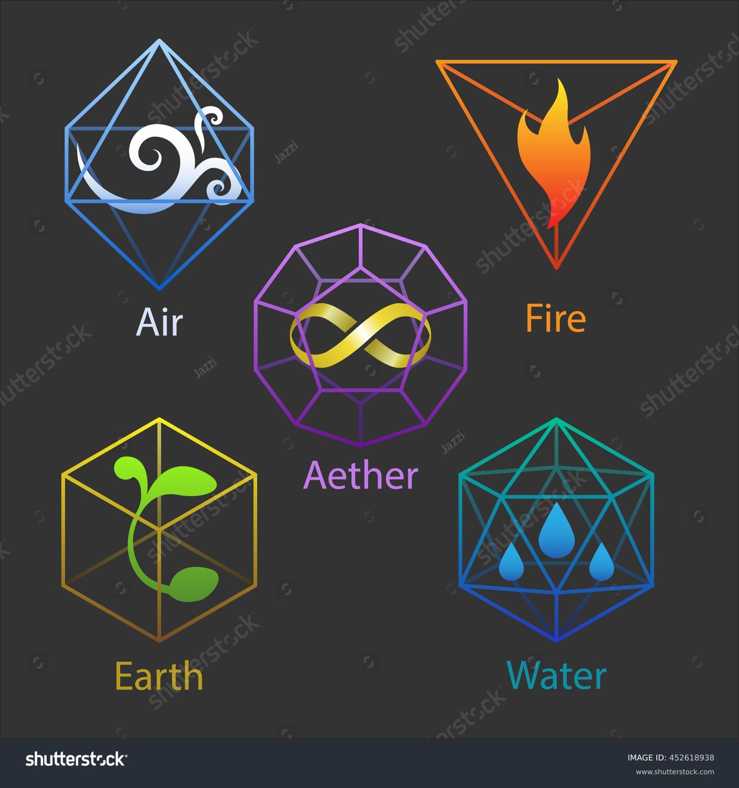 Element Symbols Earth Air Fire Water