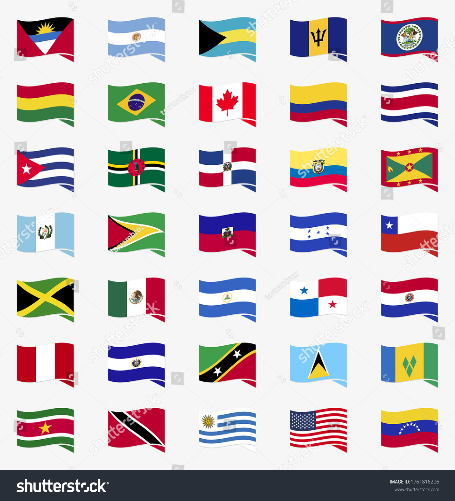 Set Flags North Central South America Stock Vector (royalty Free 