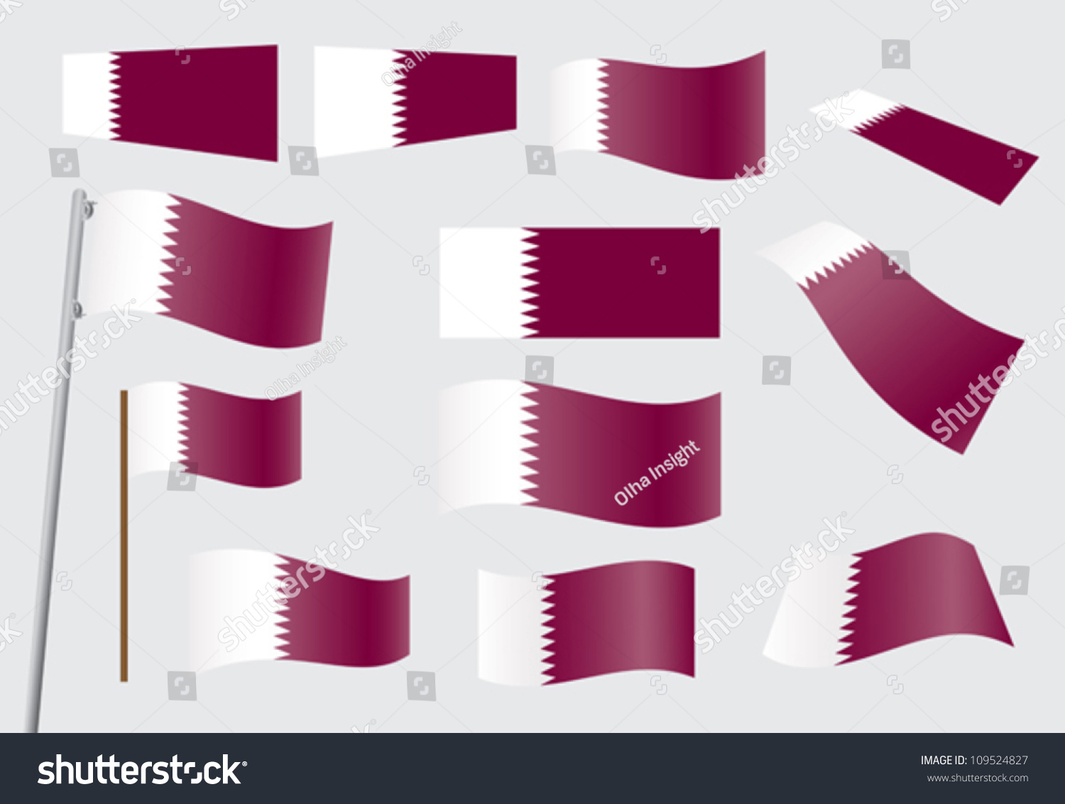 Set Flags Qatar Vector Illustration Stock Vector Royalty Free 109524827 