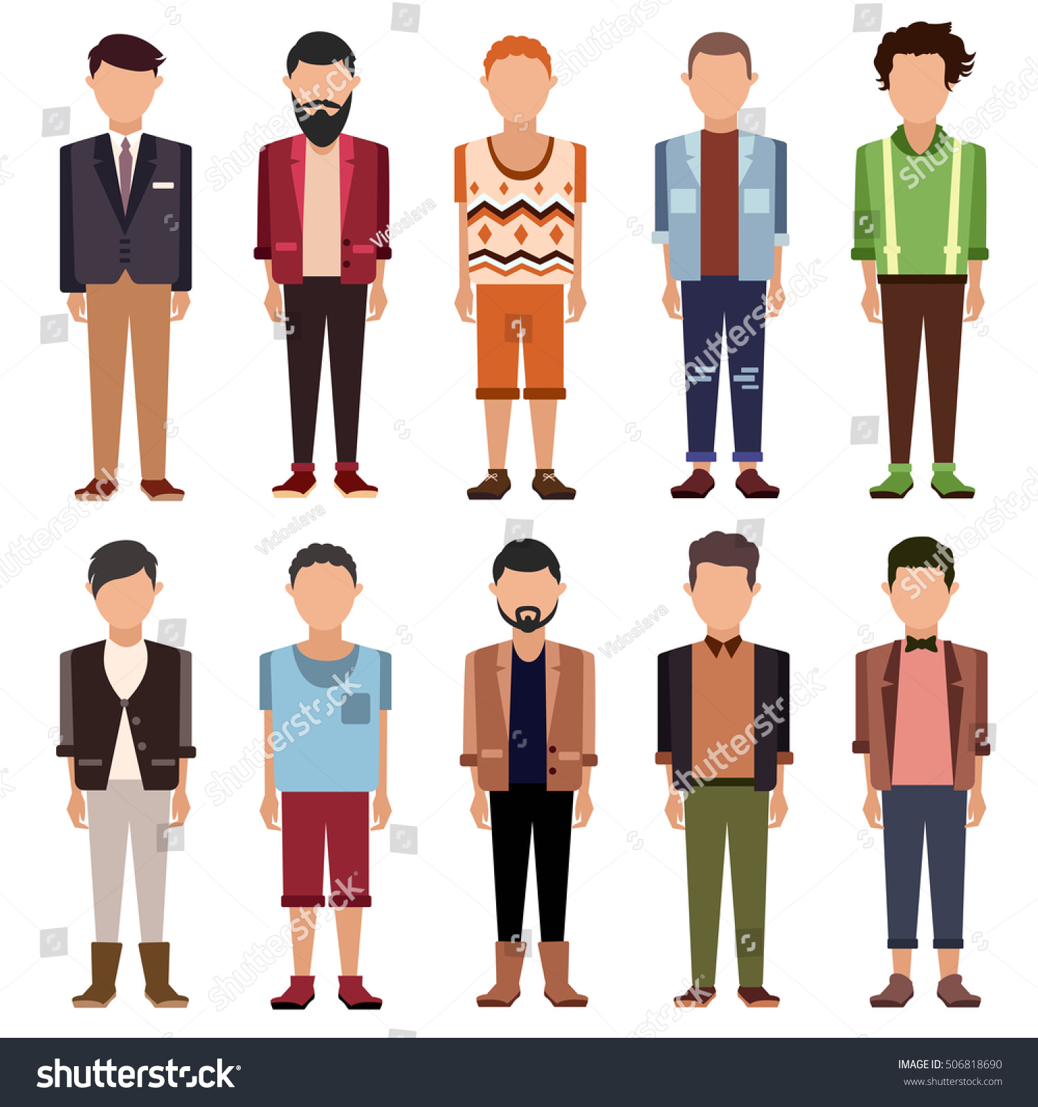 Set Flat Cartoon People Mens Fashion Stock Vector (Royalty Free) 506818690