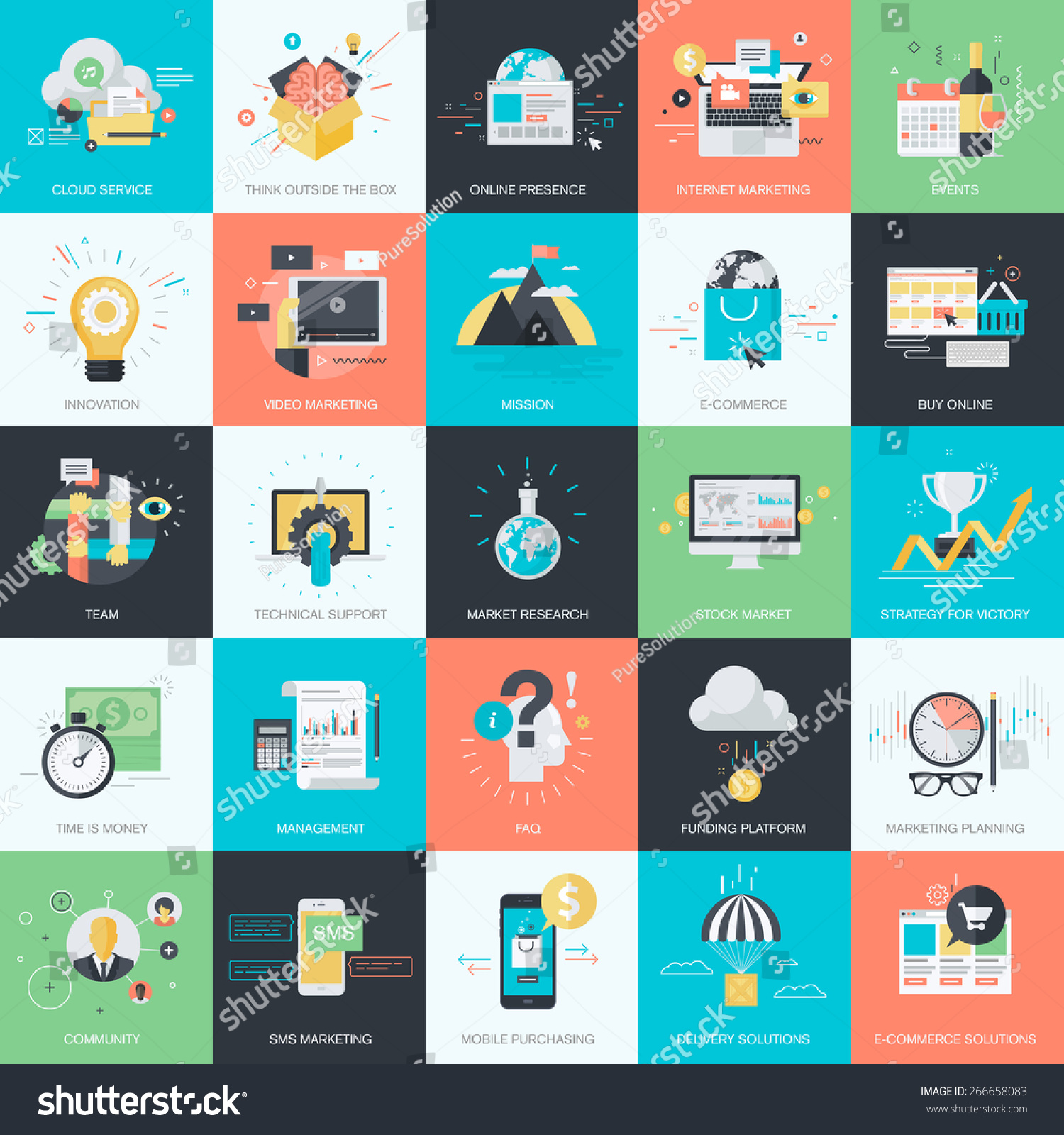 Set Flat Design Style Concept Icons Stock Vector (Royalty Free ...