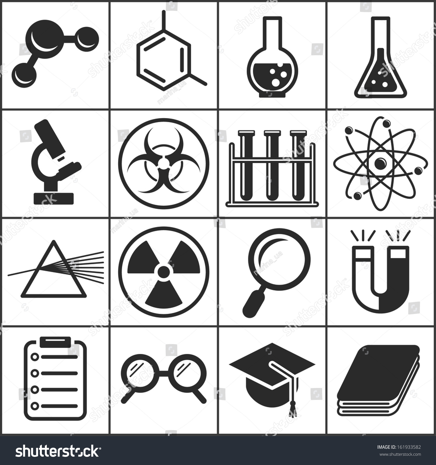 Set Of Flat Simple Icons (Science, Physics, Chemistry), Vector ...