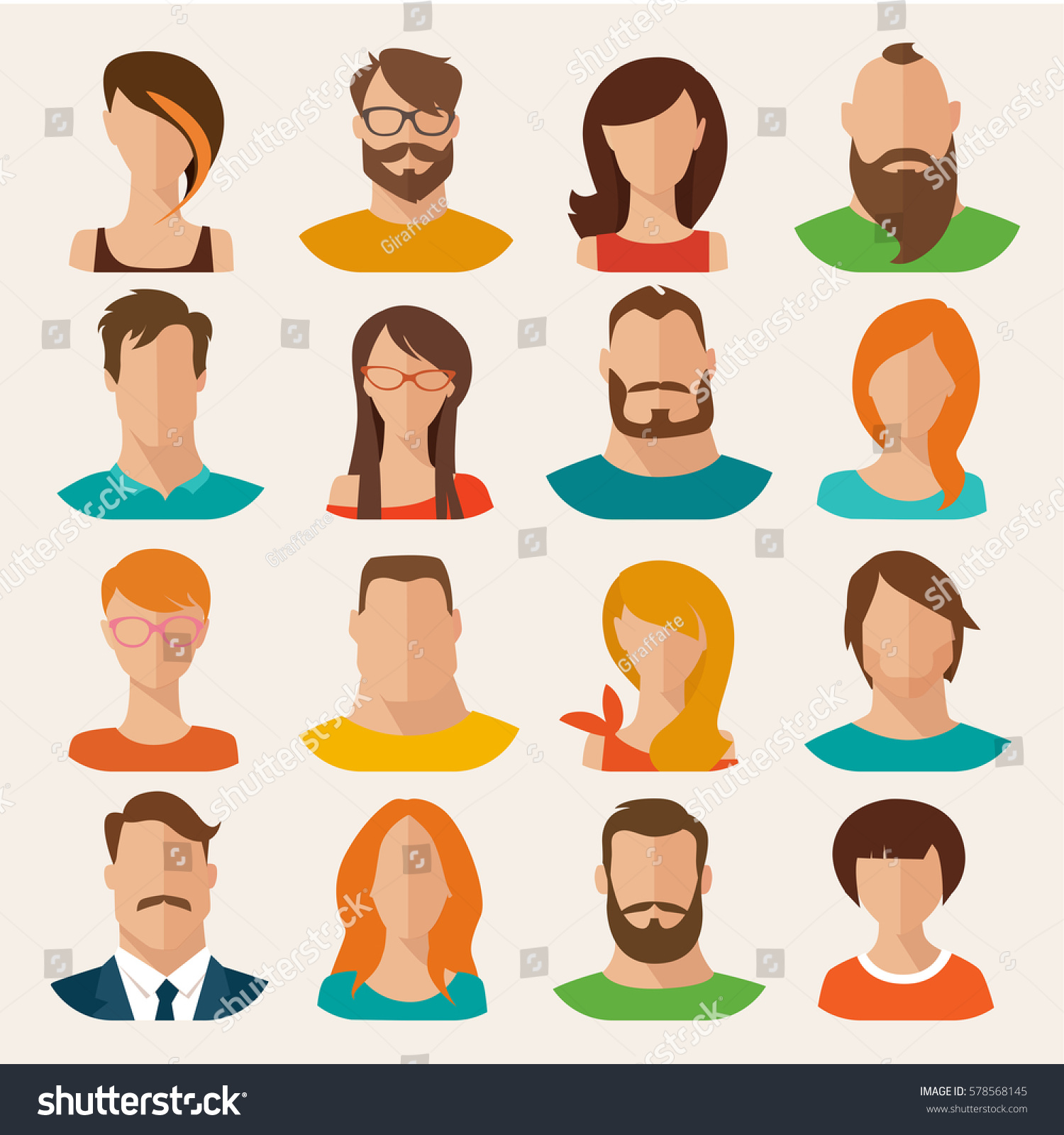 Set Flat Vector Characters Vector Avatars Stock Vector (Royalty Free ...