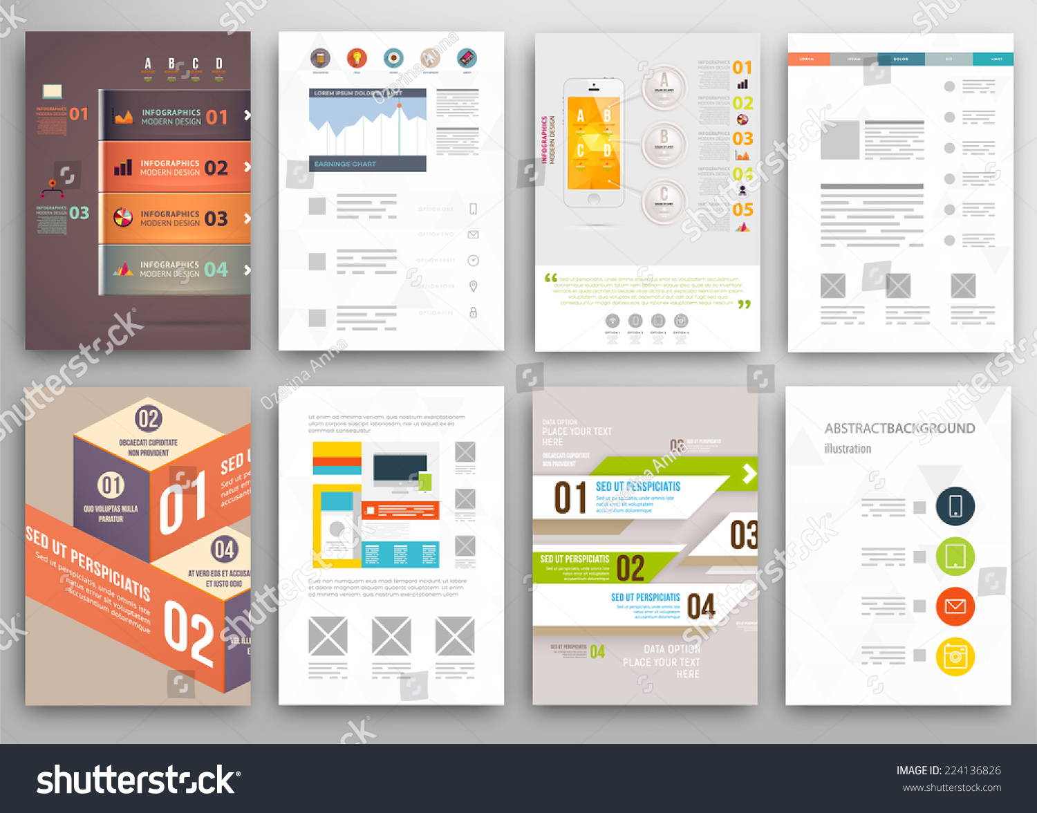 Set Flyer Brochure Design Templates Geometric Stock Vector (Royalty ...