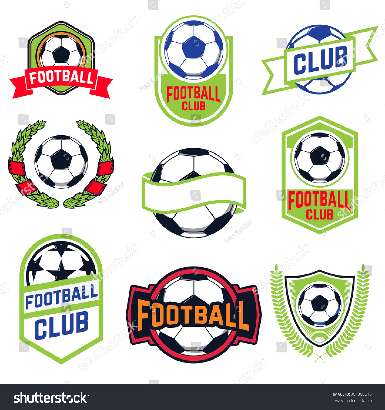 Set Of Football Emblems. Label, Logo Or Emblem Design Template. Soccer ...