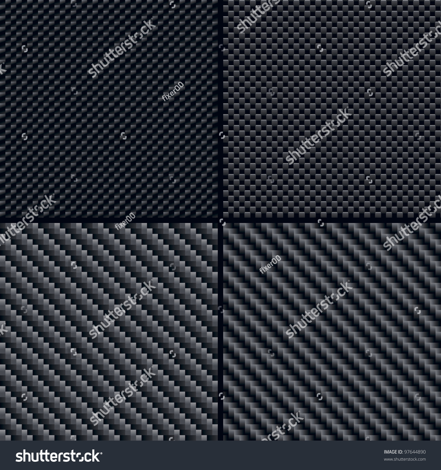 SVG of Set of Four Carbon Fiber Seamless Patterns. Vector Illustration svg