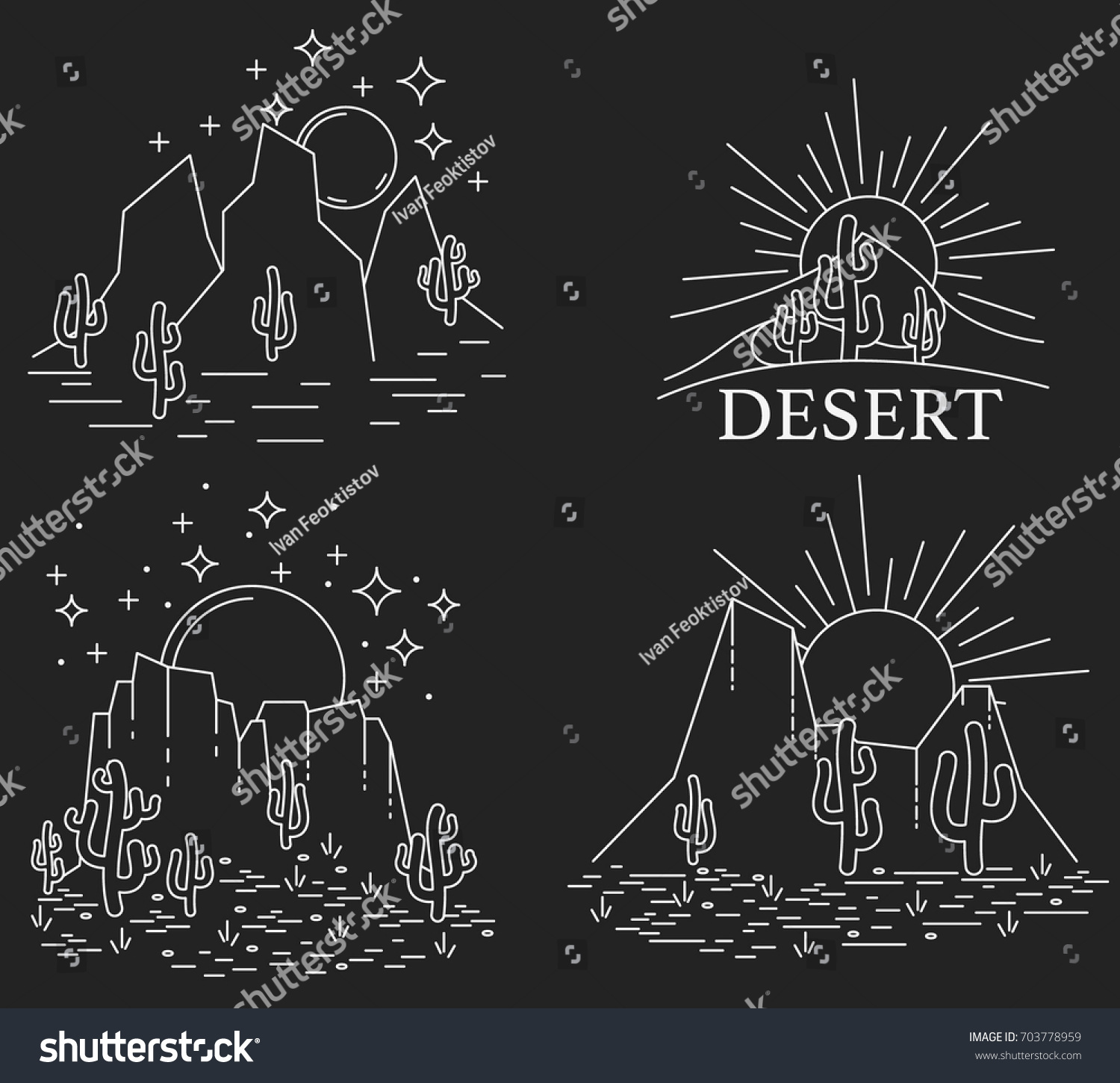 Set Four Different Desert Landscape Dayly Stock Vector (royalty Free 