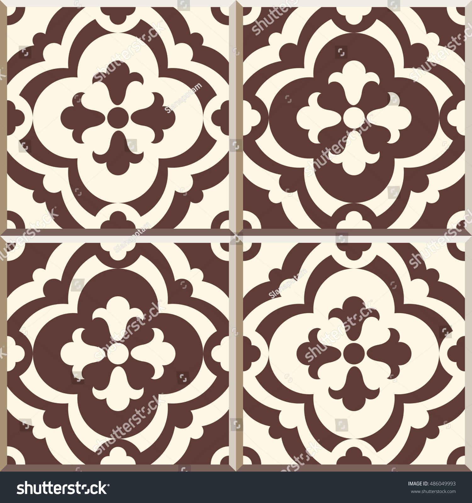 Set Four Floor Tiles Seamless Vintage Stock Vector 486049993 Set Four Floor Tiles Seamless Vintage Stock Vector 486049993