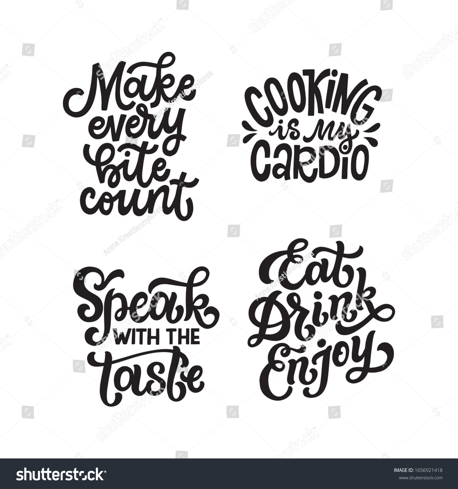 set-four-hand-lettered-kitchen-quotes-stock-vector-royalty-free