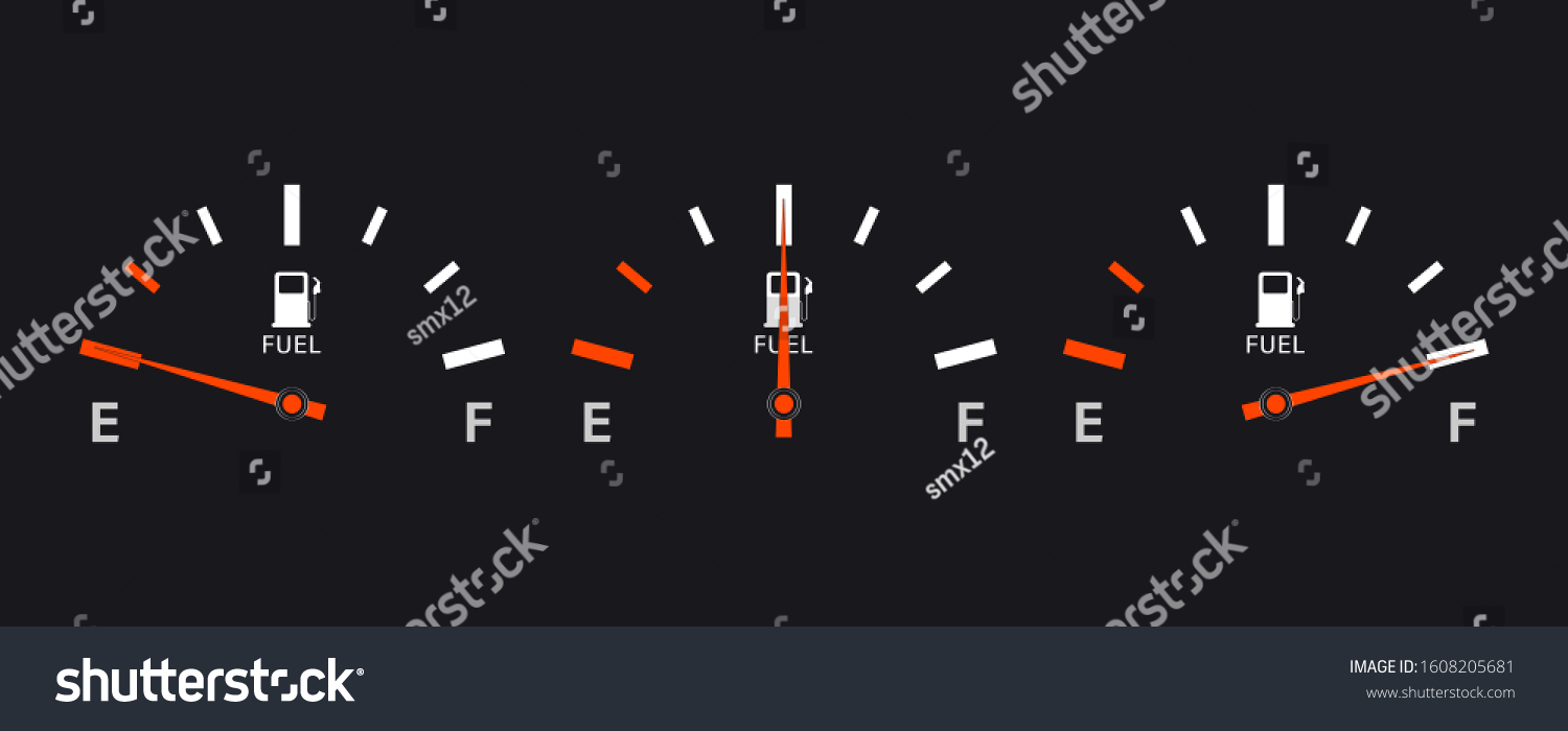 SVG of Set of Fuel gauge scales. Fuel meter. Fuel indicator. Gas tank gauge. Oil level tank bar meter. Collection Fuel gauge speedometer on a white background svg
