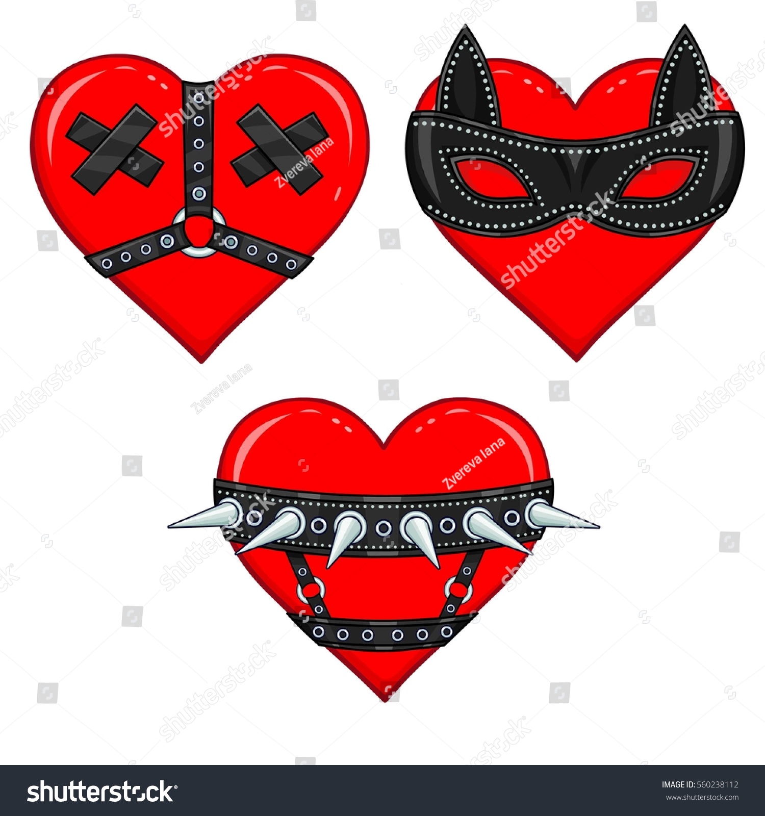 Set Funny Animation Hearts Erotic Attributes Stock Vector 560238112 Shutterstock