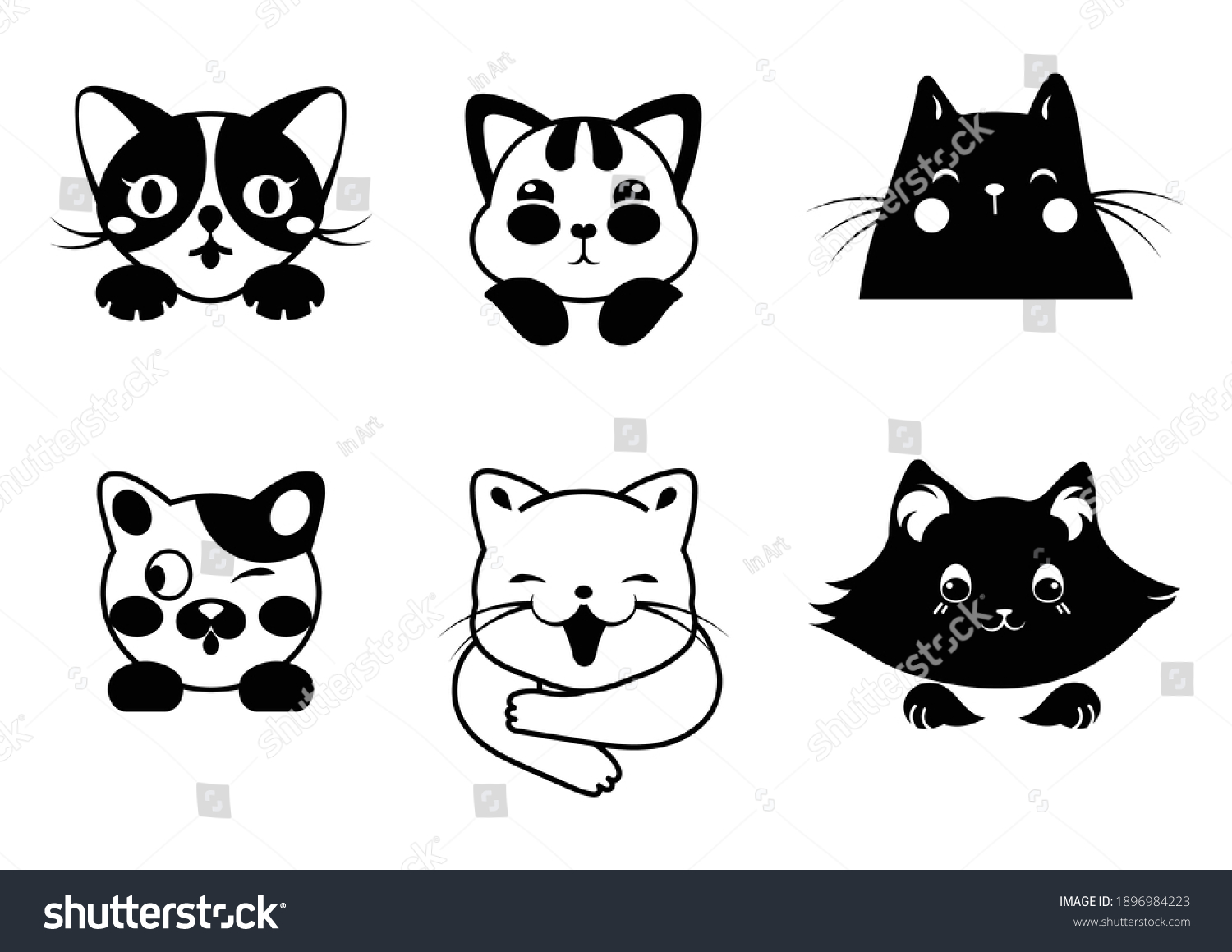 猫 シルエット 顔 のイラスト素材 画像 ベクター画像 Shutterstock