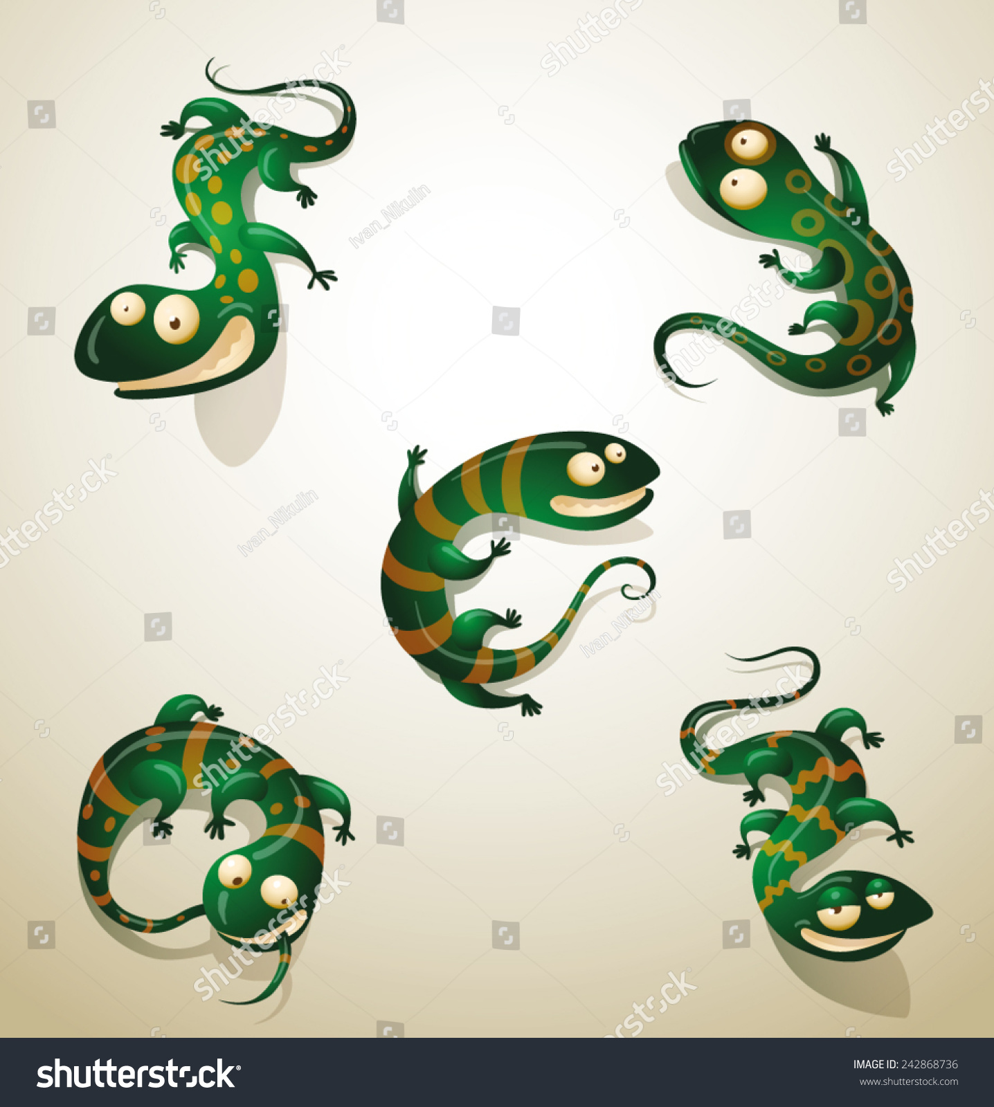 Set Funny Lizards Vector Stock Vector (Royalty Free) 242868736