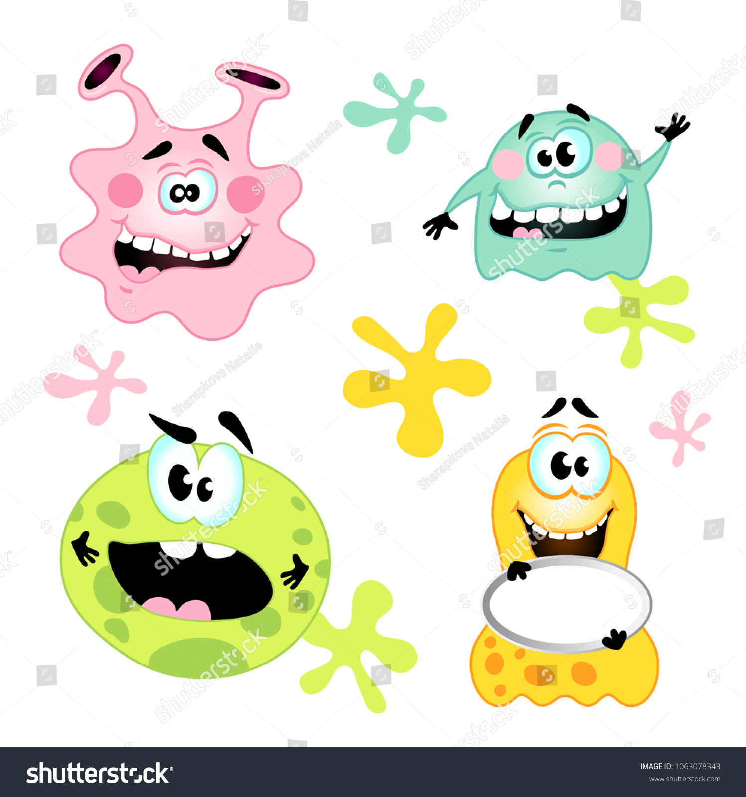 Set Funny Monsters Microbes Aliens Bacterias Stock Vector (Royalty Free ...