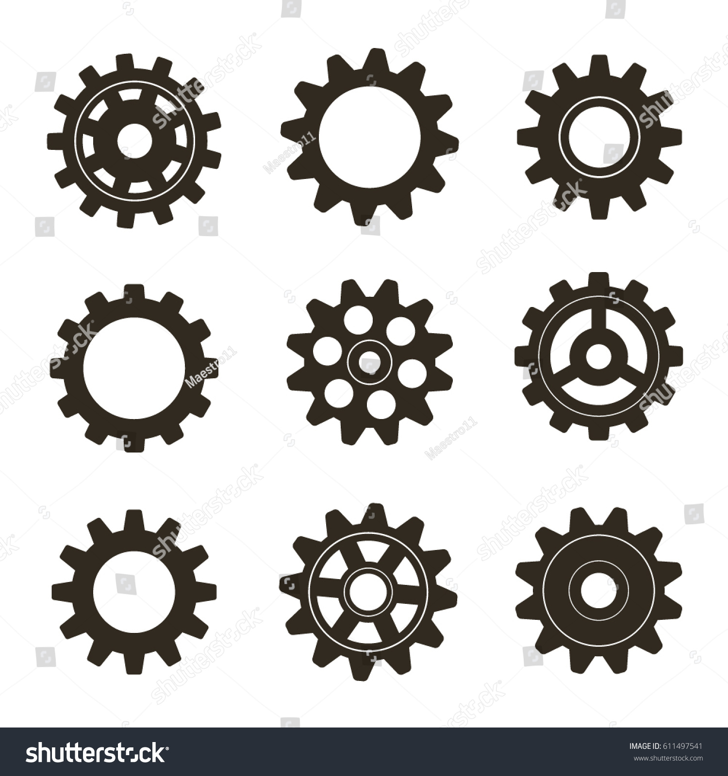 Set Gears Vector Illustration Stock Vector 611497541 - Shutterstock