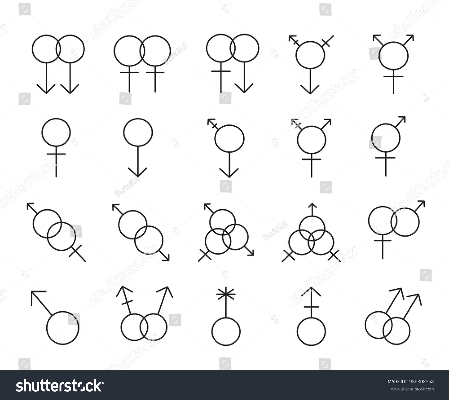 Set Gender Lgbtq Symbols Sexual Orientation Stock Vector Royalty Free 1986308558 Shutterstock