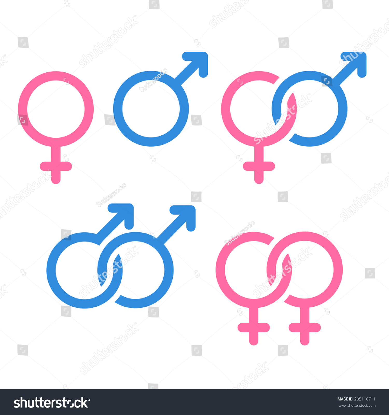 Set Gender Symbols Relationship Icons Isolated Stock Vector 285110711 ...