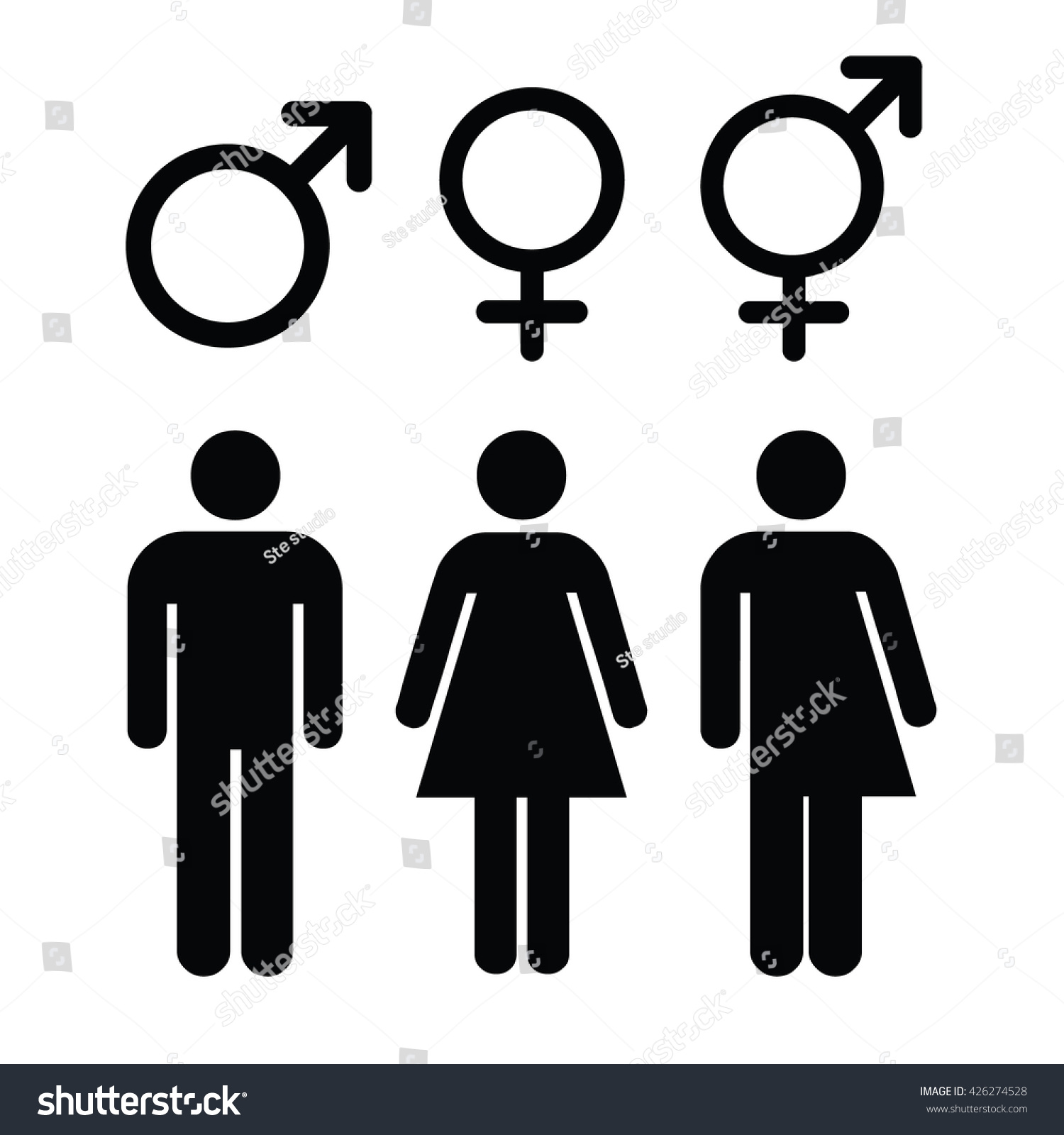 Set Gender Symbolsmale Female Unisex Transgender Stock Vector 426274528 Shutterstock