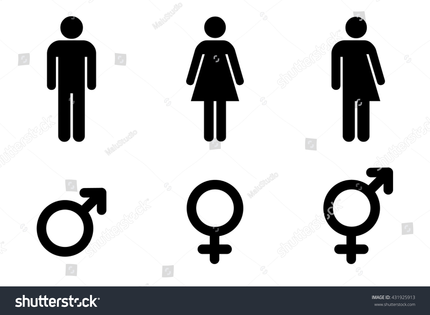 Set Gender Symbolsmale Female Unisex Transgender Stock