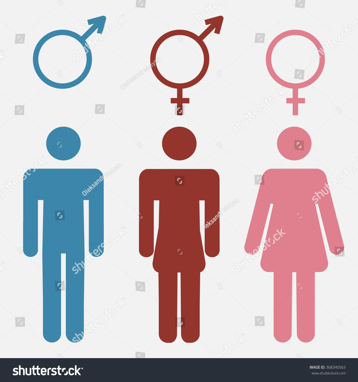 Set Of Gender Symbols With Stylized Silhouettes Male, Female And Unisex ...