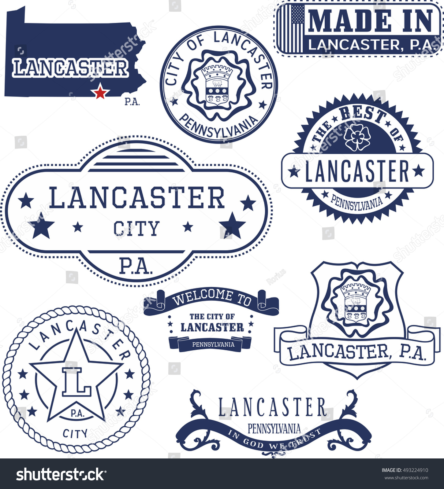 Set Generic Stamps Signs Lancaster City Stock Vector (Royalty Free ...