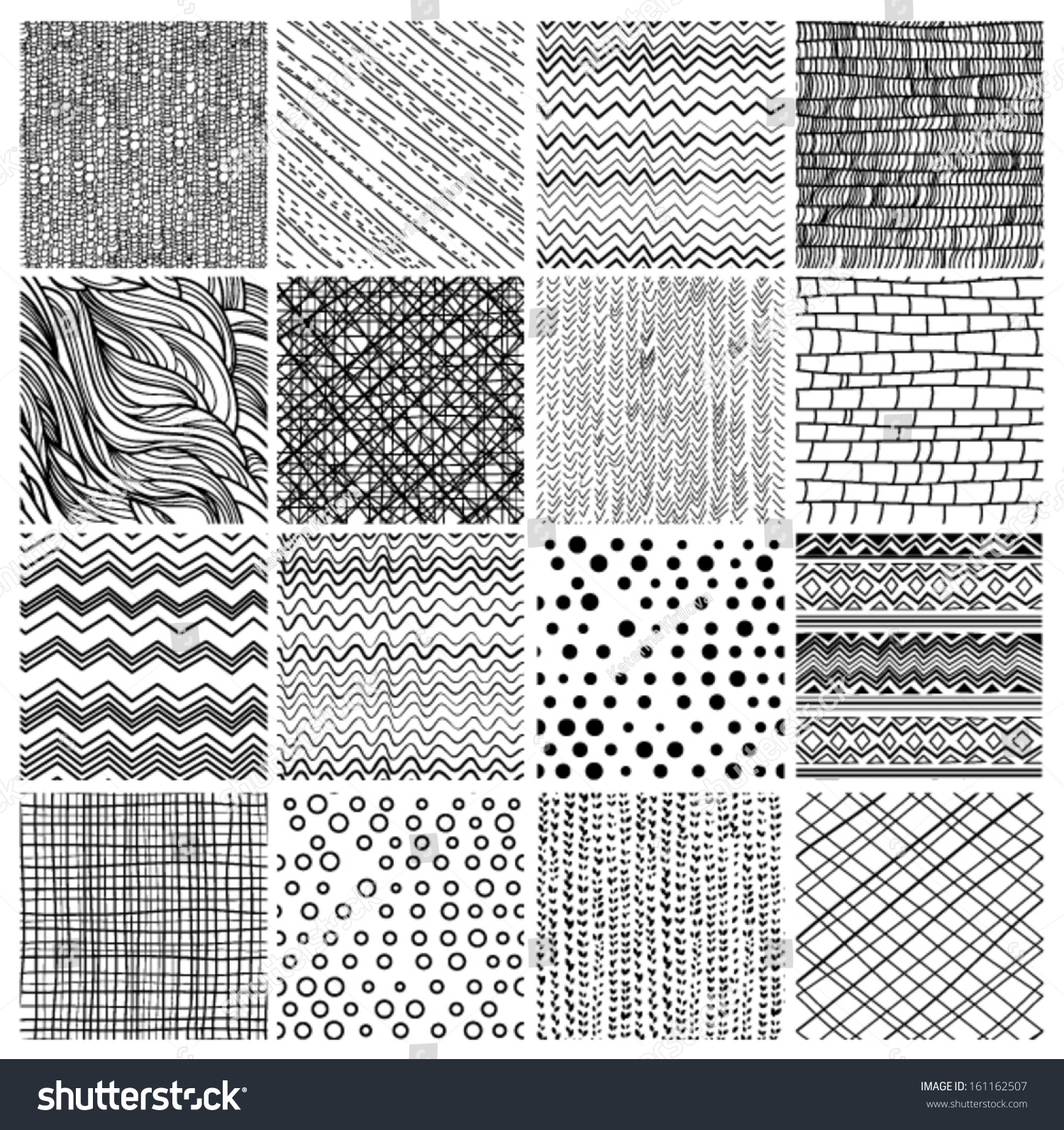Set Of 16 Geometric Patterns And Textures- Zig Zag, Dots, Textile ...