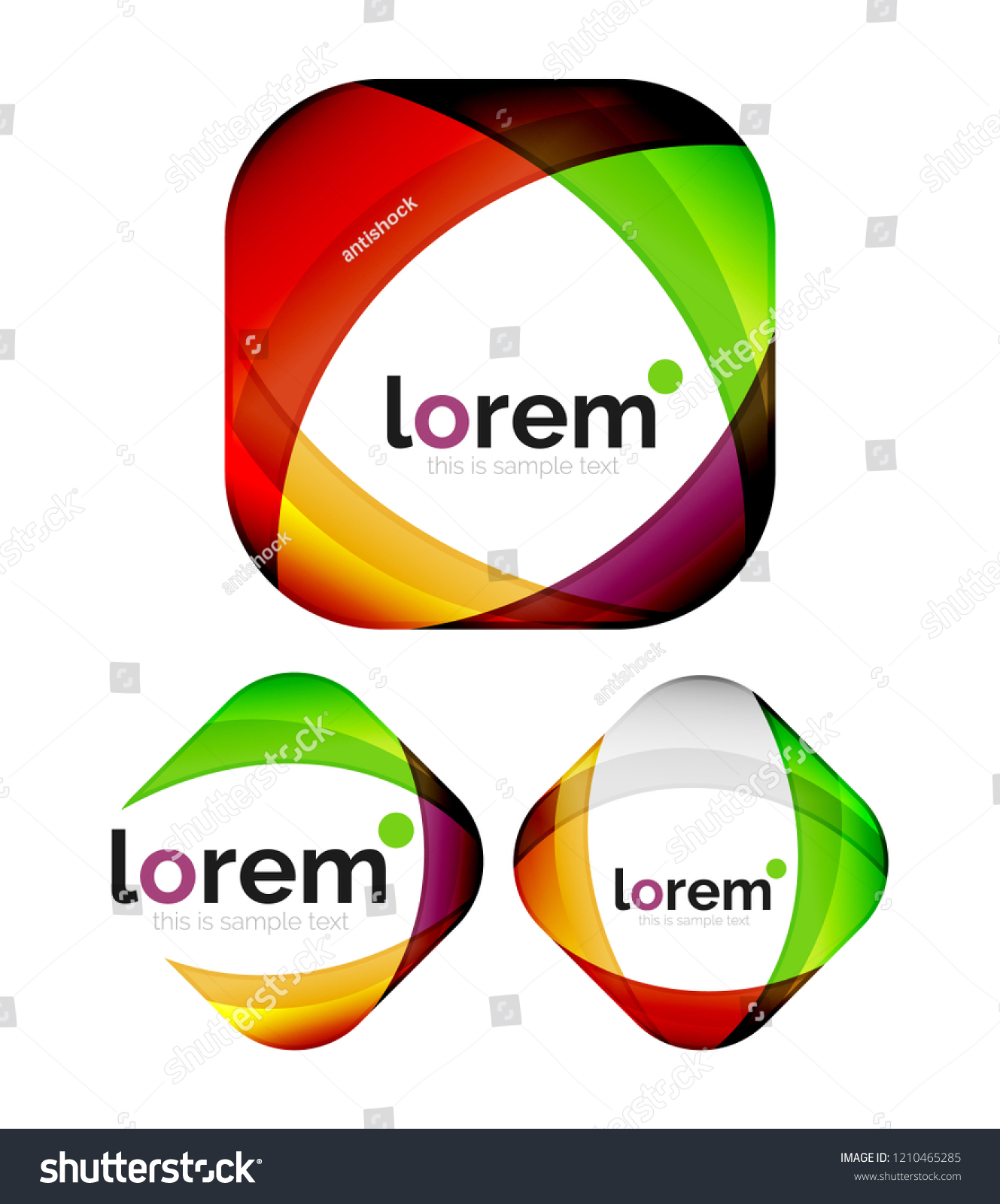 Set Geometric Shape Convergence Logo Icon Stock Vector (Royalty Free ...