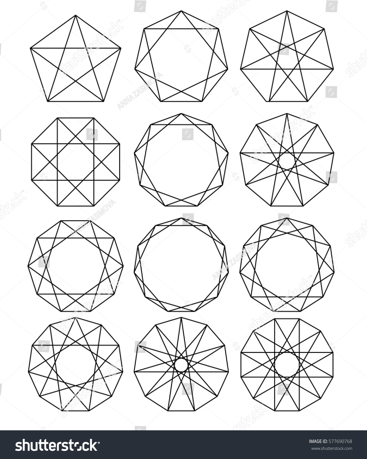 Set Geometric Shapes Sacred Geometry Lines Stock Vector (Royalty Free ...