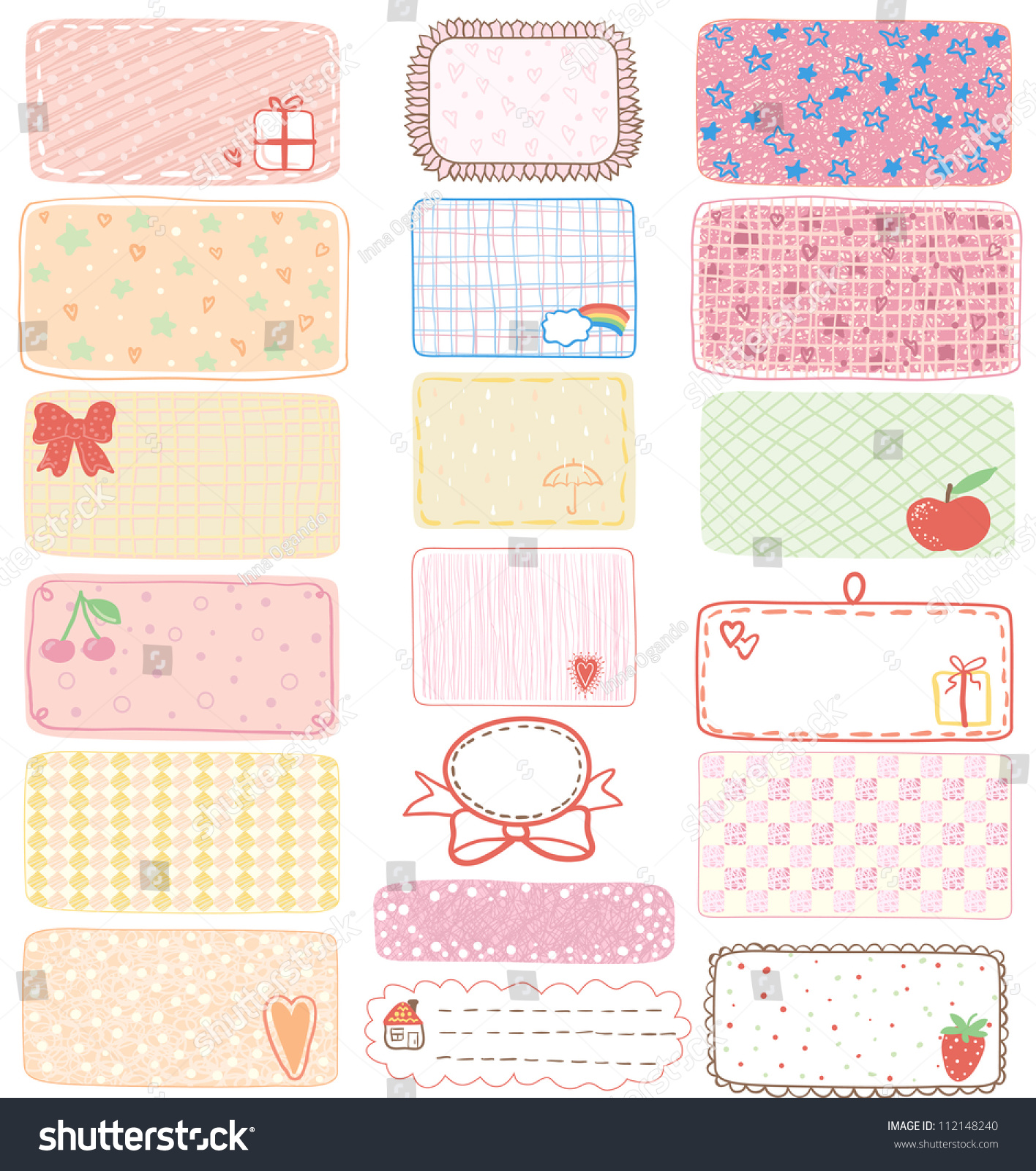 Set Of Gift Tags, Labels Or Sticker, Illustration - 112148240 ...