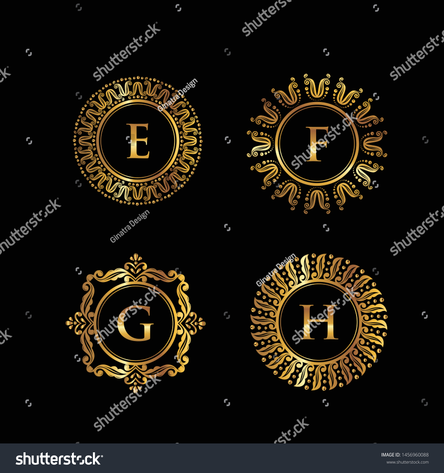 Set Gold Monogram Letter Logo Vector Stock Vector (Royalty Free ...