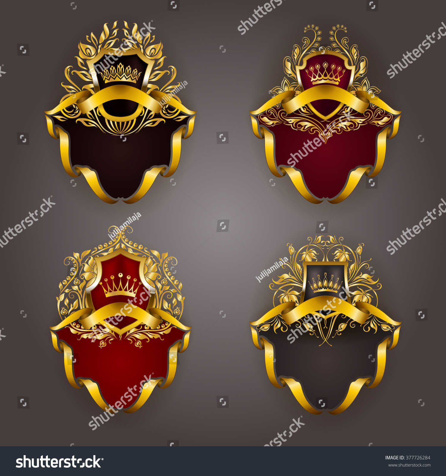 Set Gold Royal Shields Graphic Design Stock Vector Royalty Free 377726284