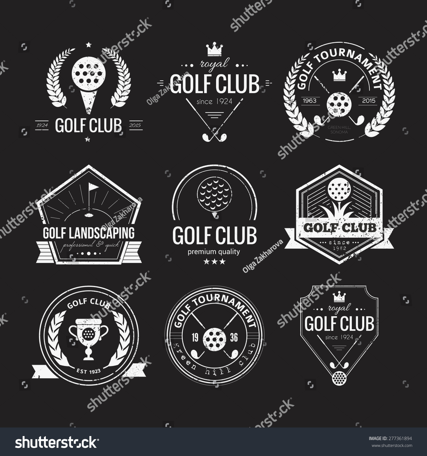 Set Golf Club Logo Templates Hipster Stock Vector 277361894 - Shutterstock