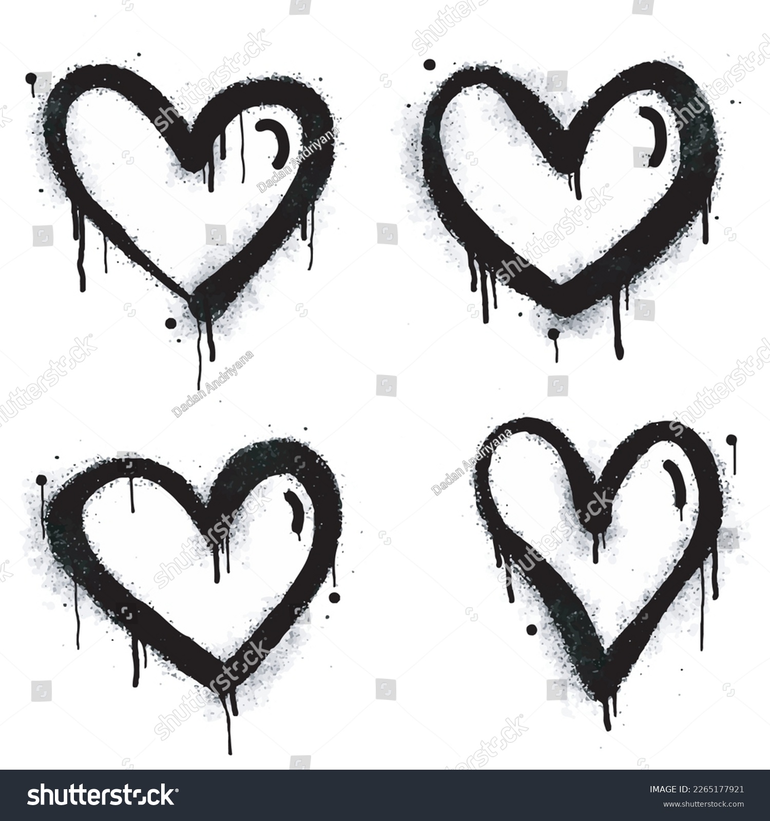 SVG of Set of graffiti hearts Signs Spray painted in black on white. Love heart drop symbol. isolated on white background. vector illustration svg