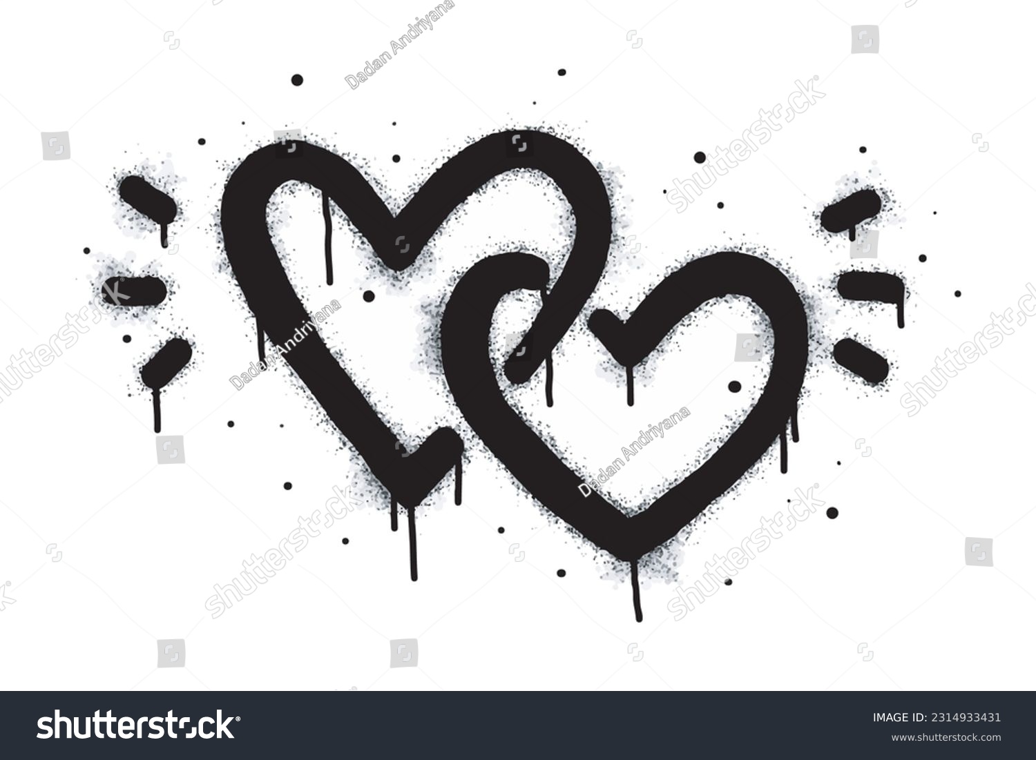 SVG of Set of graffiti hearts Signs Spray painted in black on white. Love heart drop symbol. isolated on white background. vector illustration svg