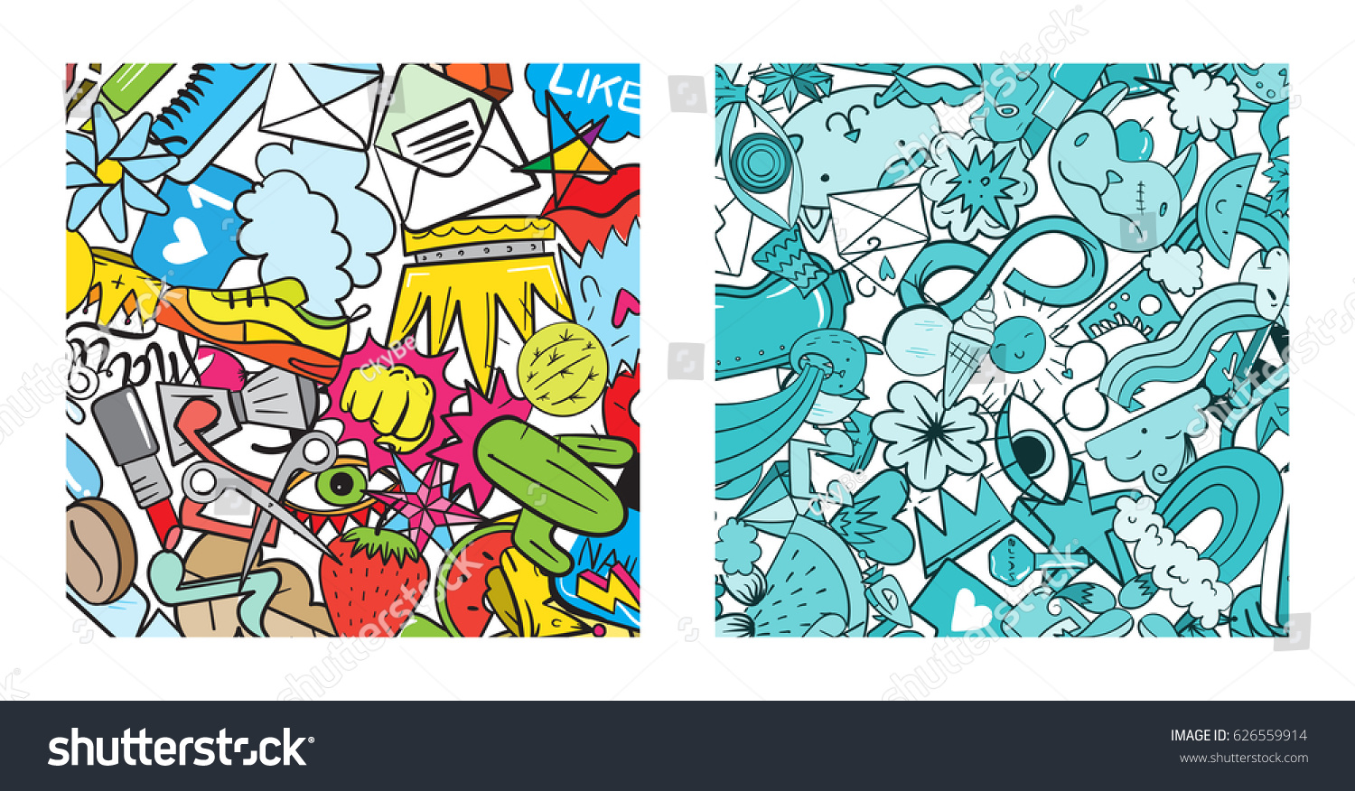 Set Graffiti Pattern Urban Lifestyle Line Stock Vector Royalty Free