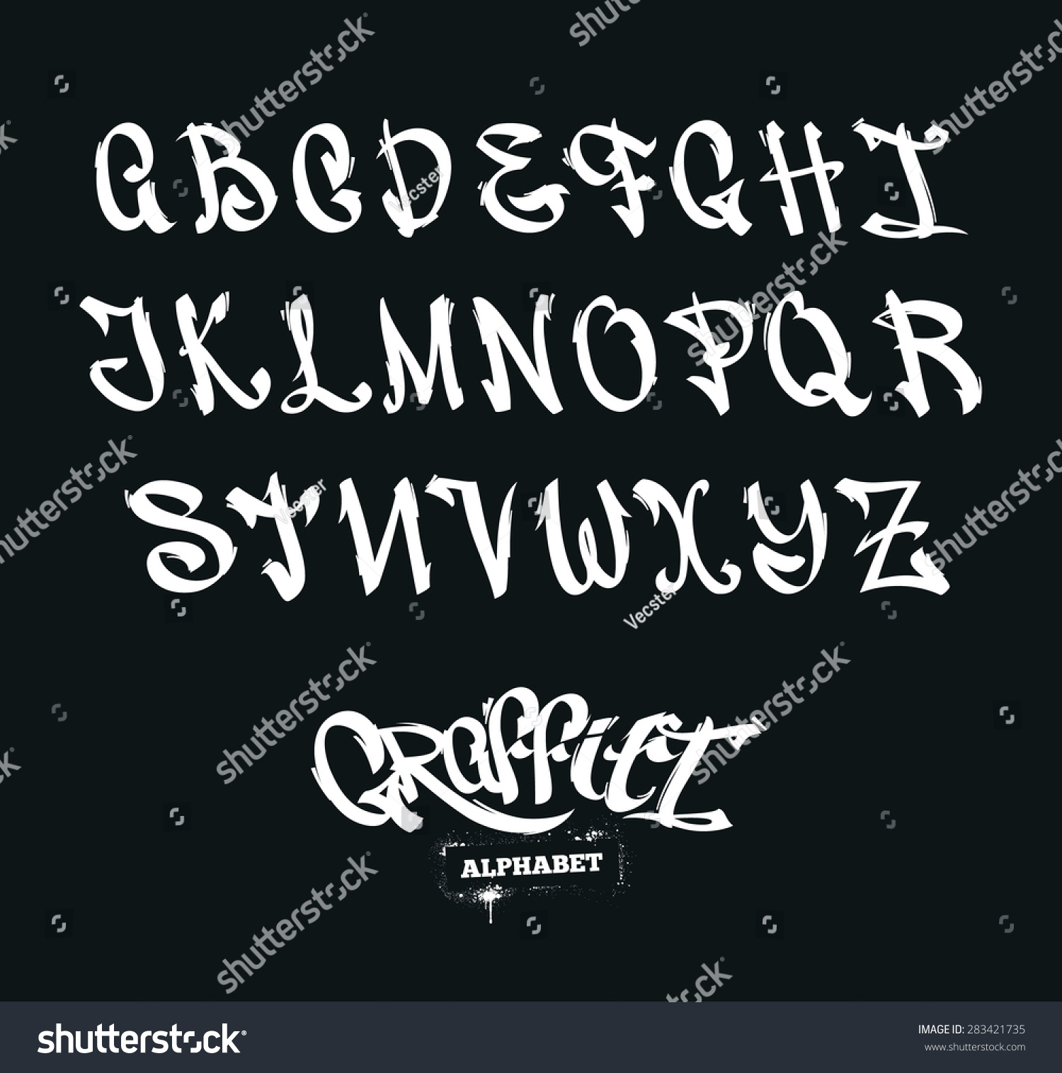 Set Graffiti Style Letters Streetart Alphabet Stock Vector Royalty Free