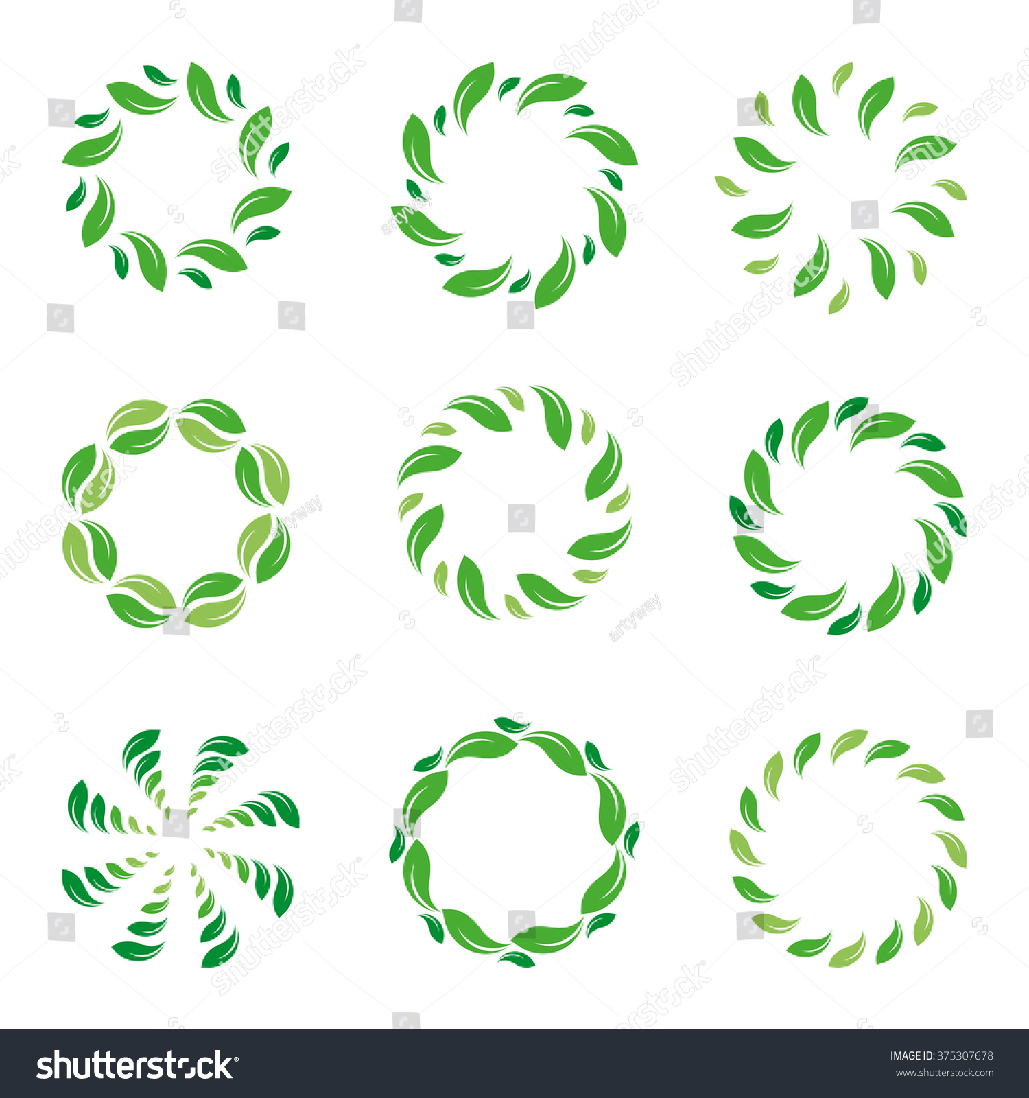 Set Green Abstract Vector Logos Round Stock Vector 375307678 - Shutterstock