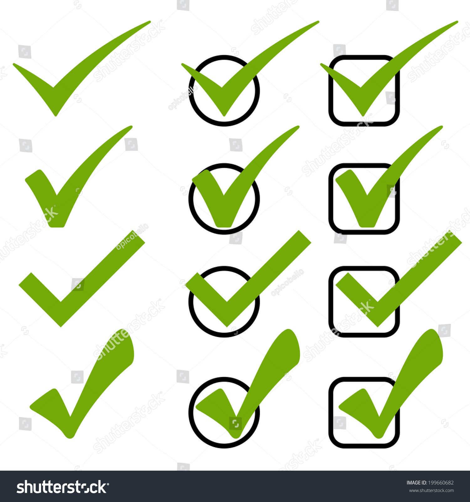 Set Green Checks Stock Vector (Royalty Free) 199660682 | Shutterstock