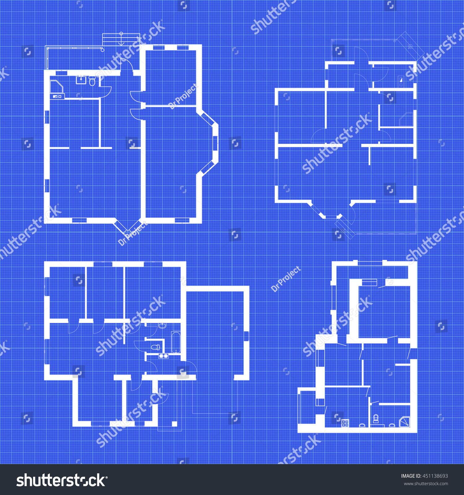 Set Ground Floor Blueprints Vector Unfurnished Stock Vector (Royalty ...