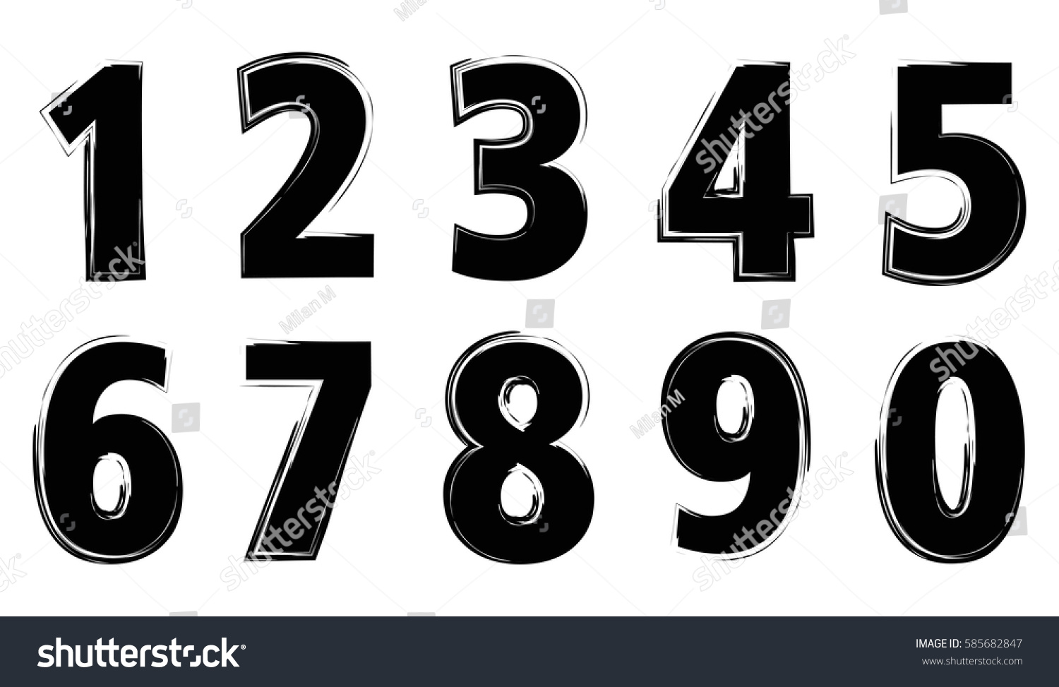 Set Grunge Numbersvector Distressed Numbers Stock Vector 585682847 ...