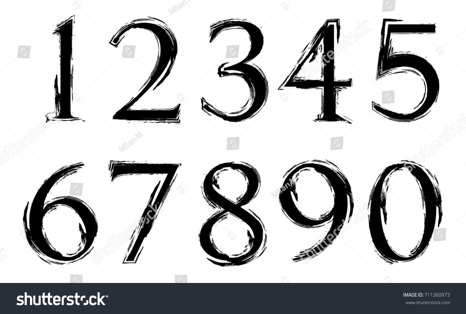 Set Grunge Numbersvector Distressed Numbers Stock Vector (Royalty Free ...