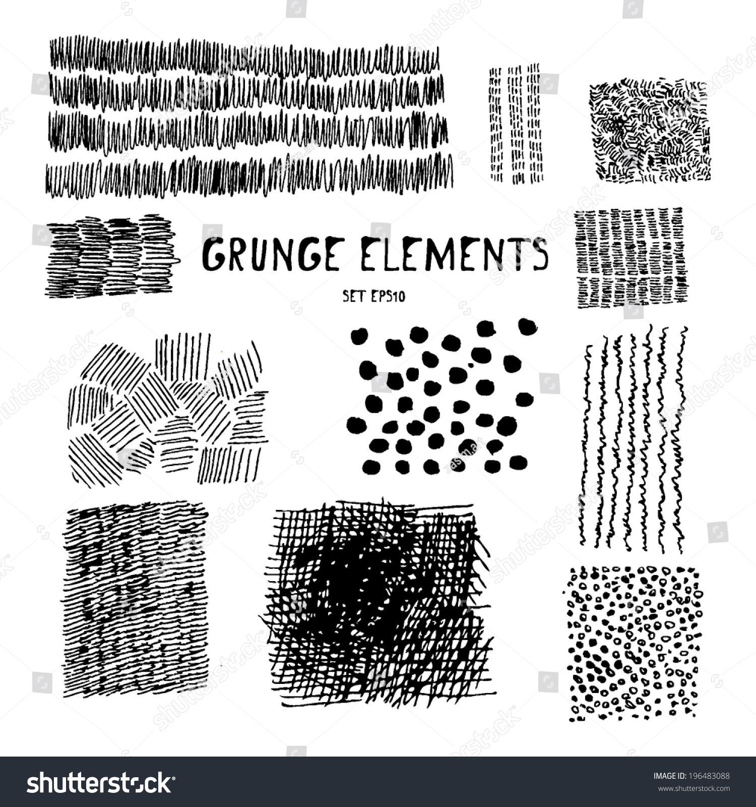 Set Grungy Textures Dots Stripes Hatching Stock Vector (Royalty Free ...