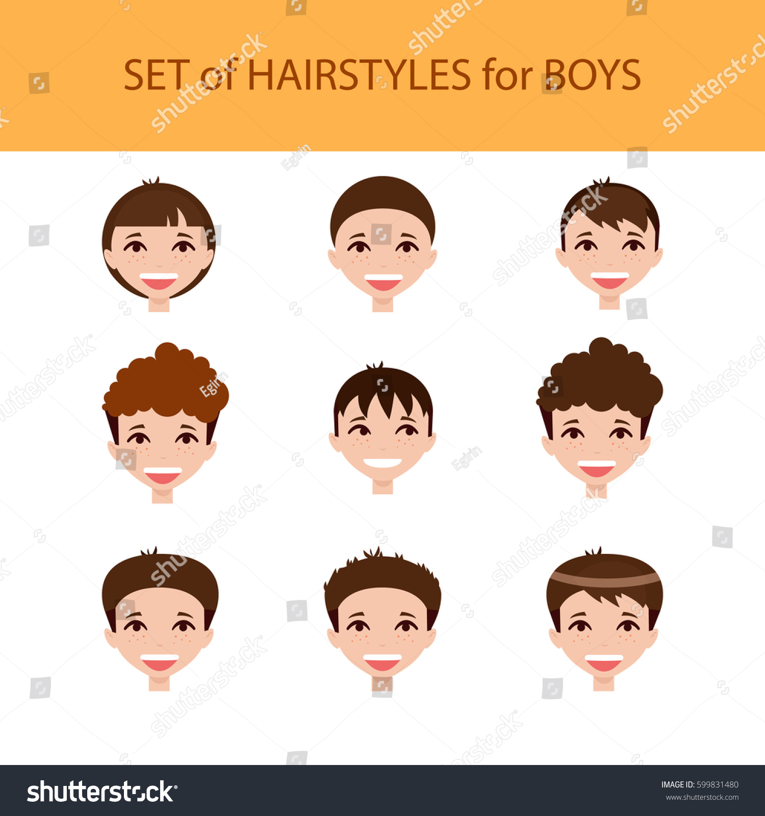 Cartoon Hair Styles - Hair styling mens haircut vector. - Tuxedo Wallpaper