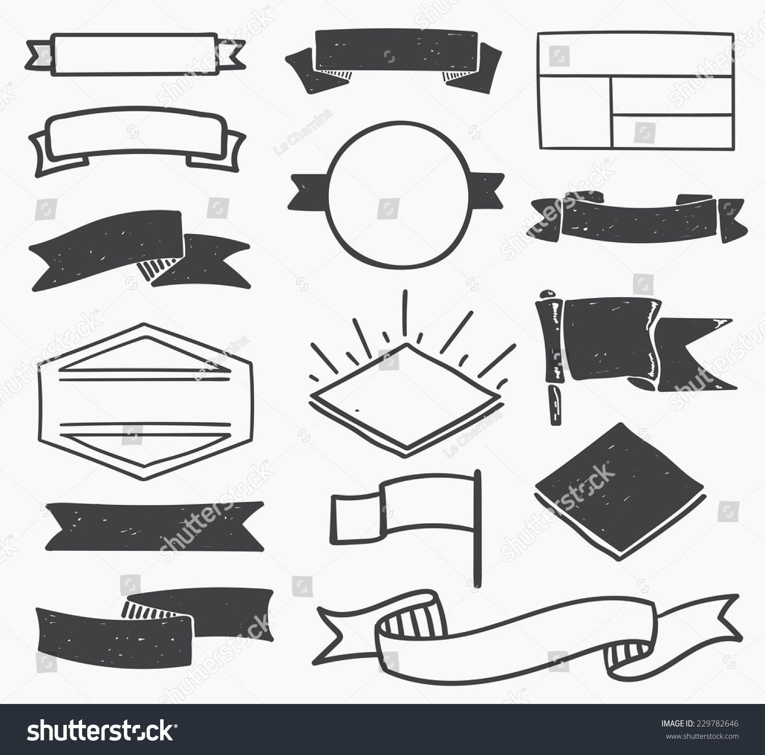 Set Hand Drawn Blank Vintage Badges Stock Vector 229782646 ...