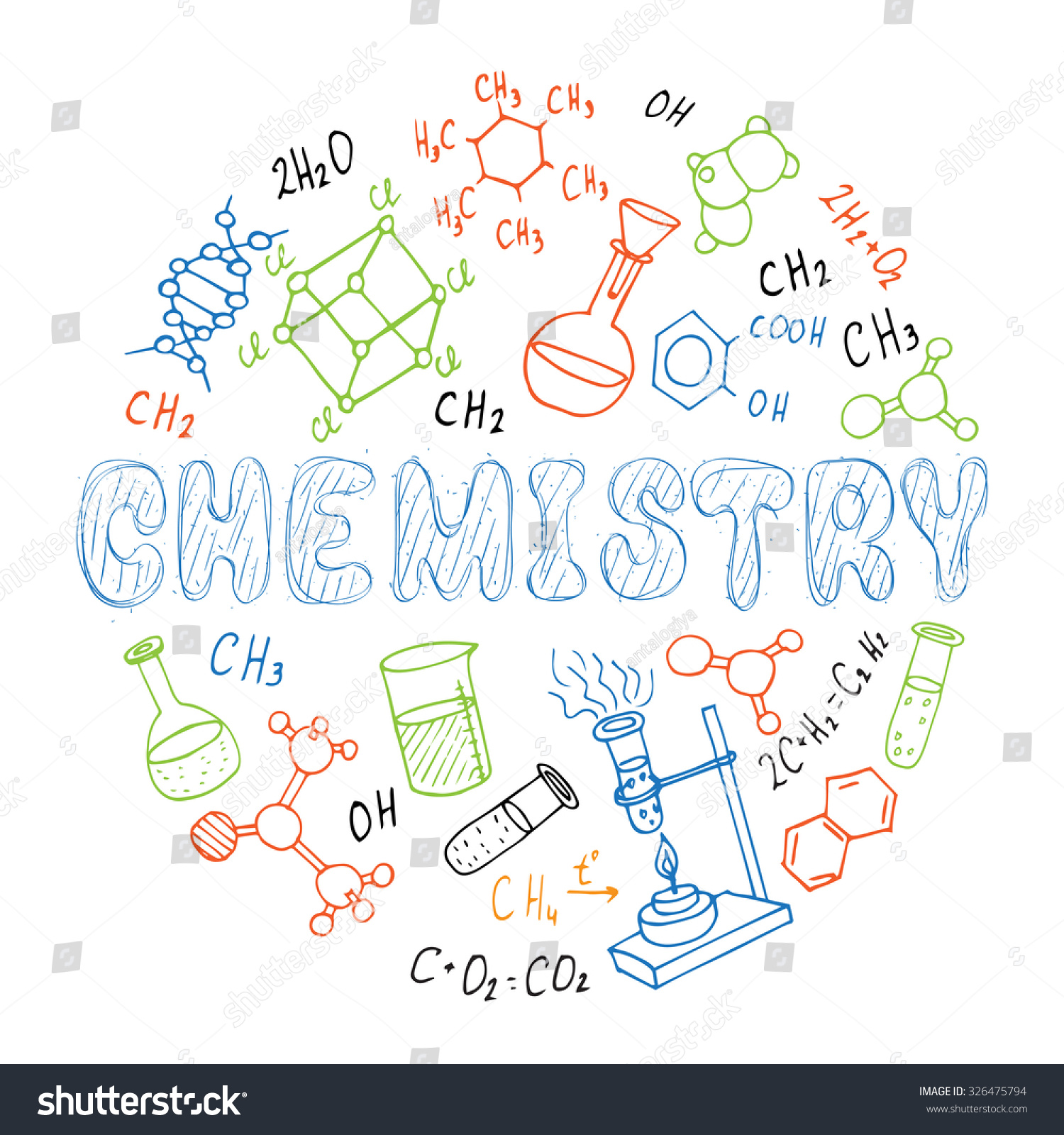 Set Hand Drawn Chemistry Doodles Shaped Stock Vector (Royalty Free ...