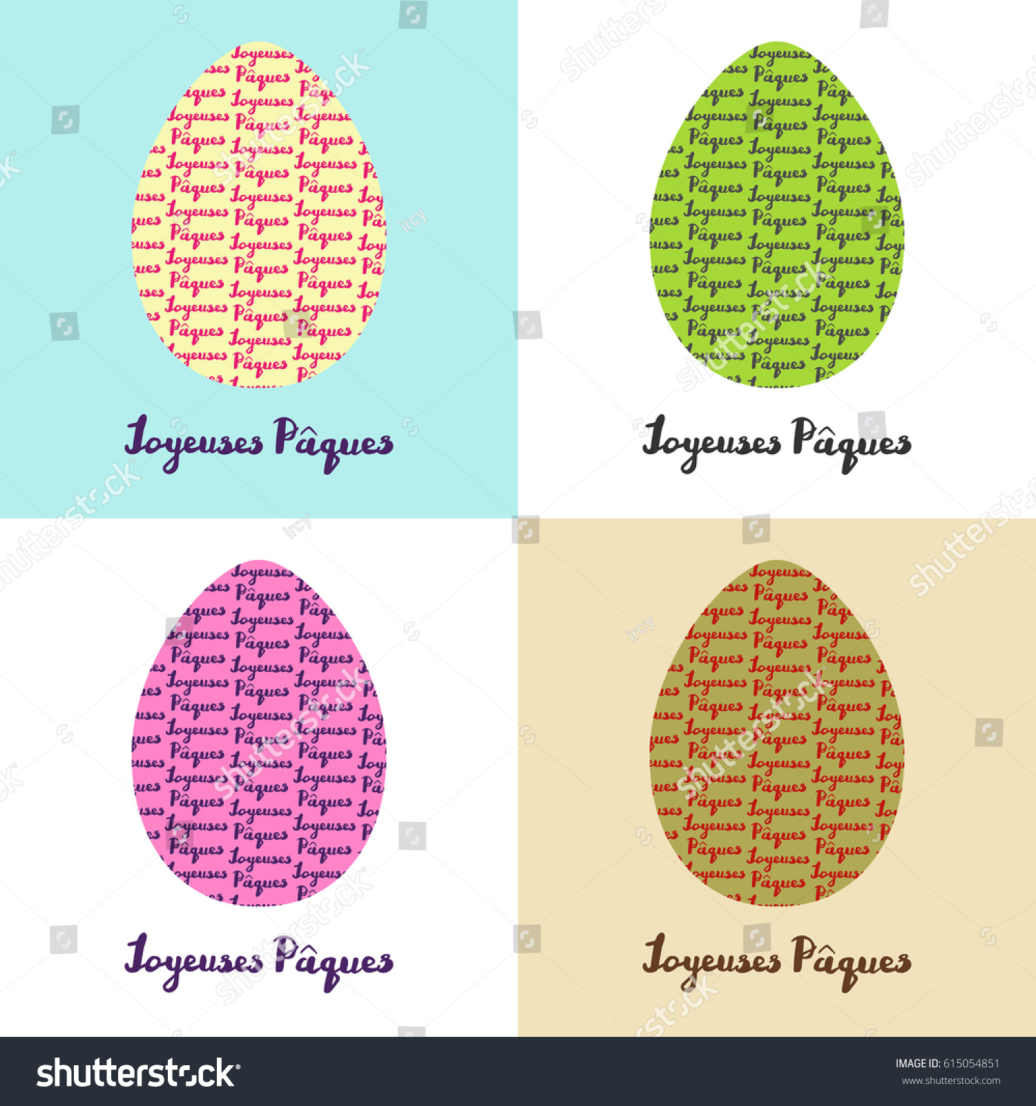 Set 4 Hand Drawn Eggs French Stock Vector Royalty Free