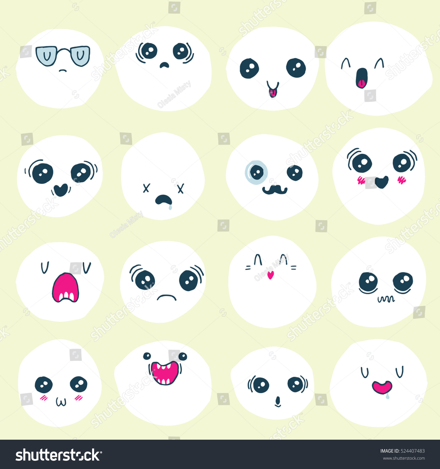 Set Hand Drawn Emotion Doodles Different Stock Vector (Royalty Free ...