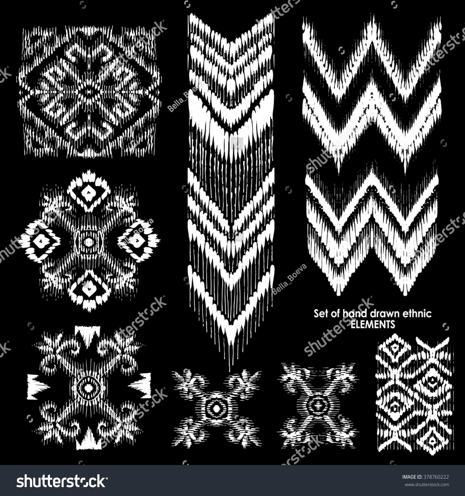 Set Hand Drawn Ethnic Tribe Elements Stock Vector (Royalty Free) 378760222